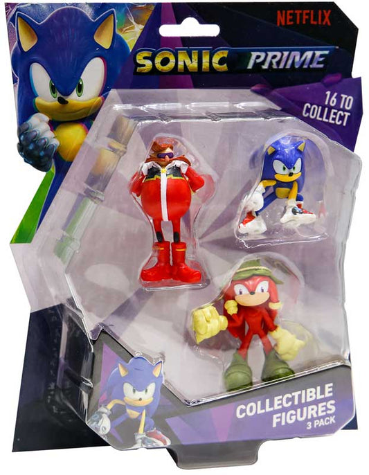 Sonic Prime Figures 3 Pack Collection - Knuckles - Sonic - Egg man